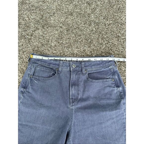 American Eagle Stretch Mom Jean Gray Purple Wash Denim High Waisted Size 4 Short - Picture 8 of 13